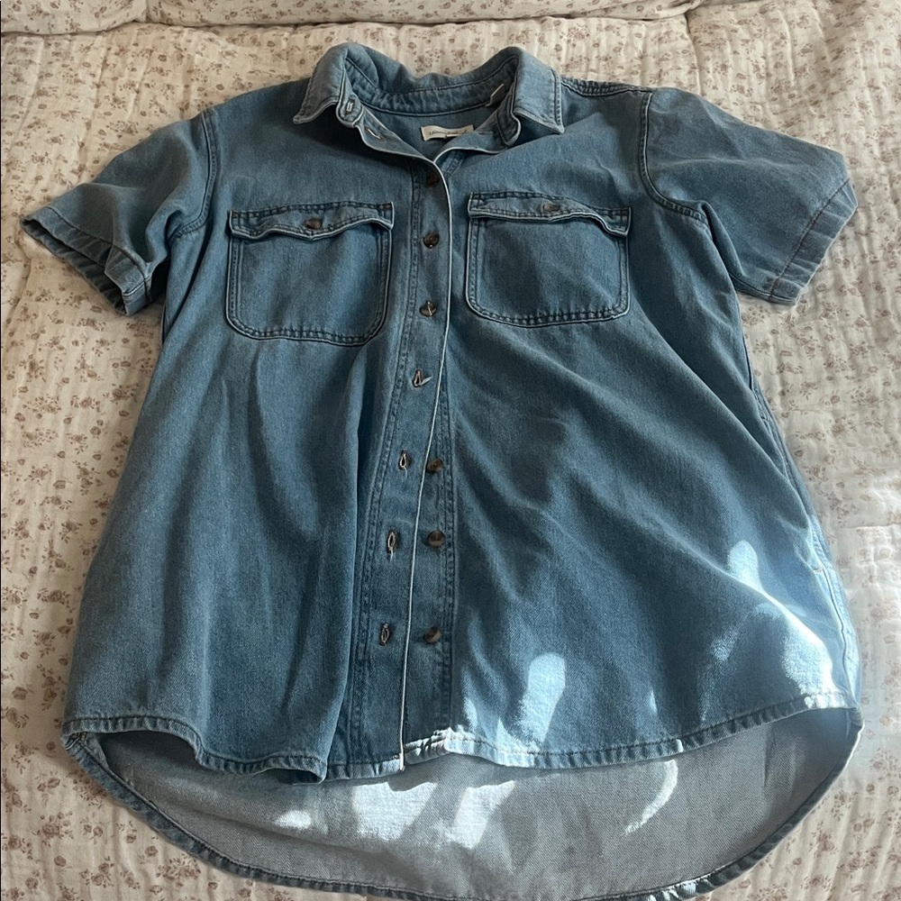 Blue Denim Oversized Button-Up Shirt